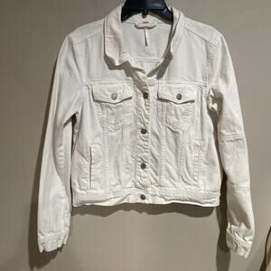 Free People White Denim Jean Jacket
